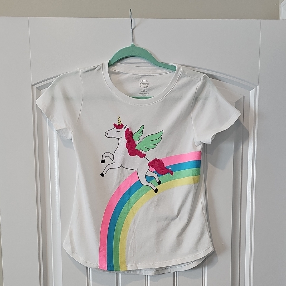 Wonder Nation White Unicorn Tee with Rainbow